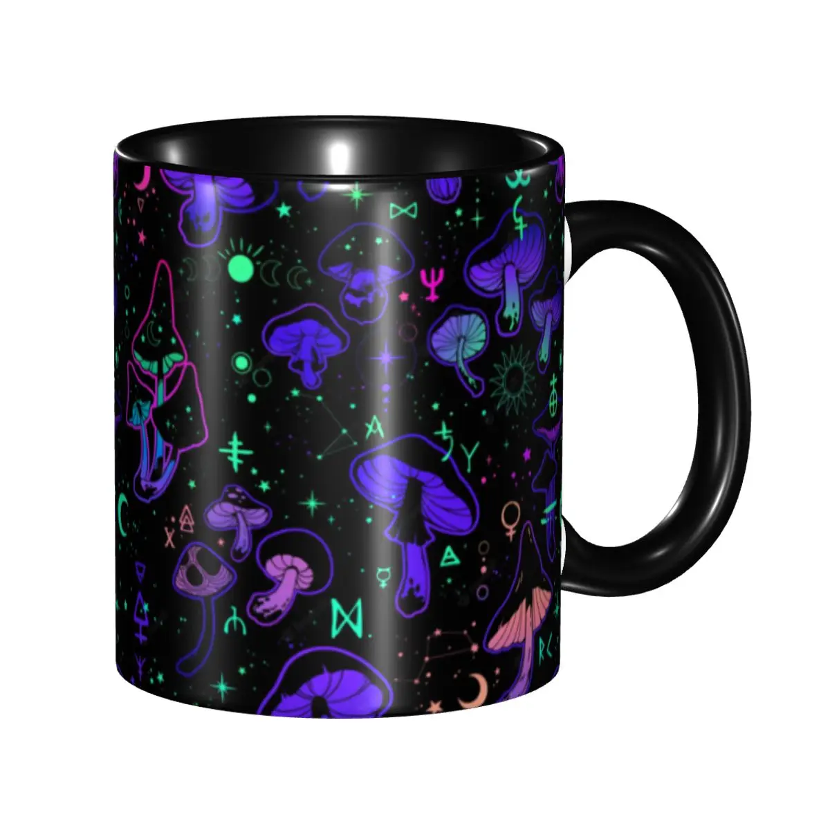 Psychedelic Magic Mushrooms Symbols Boho Coffee Mug DIY Personalized Ceramic Mug Creative Gift