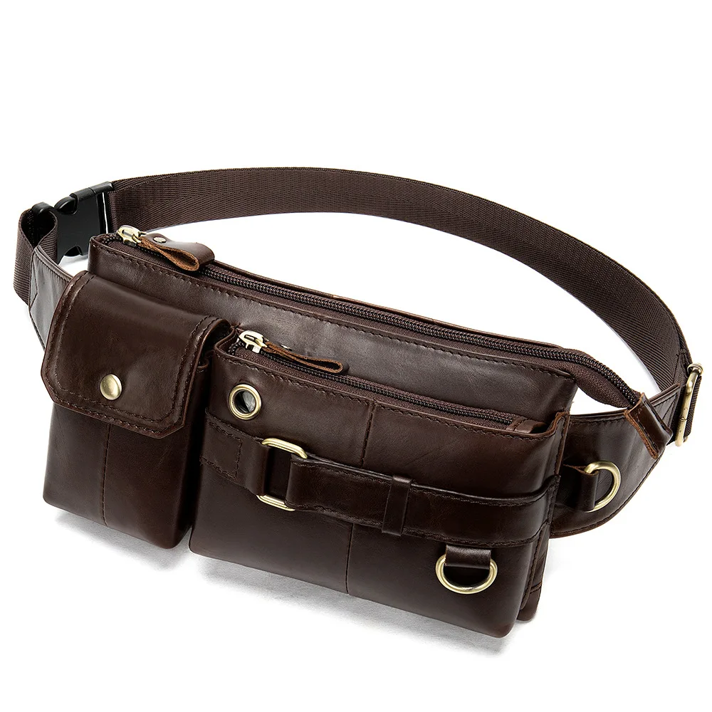 

Верхняя мужская поясная сумка из воловьей кожи, повседневная многофункциональная нагрудная сумка в стиле ретро, сумка для мобильного телефона, мужская нагрудная сумка