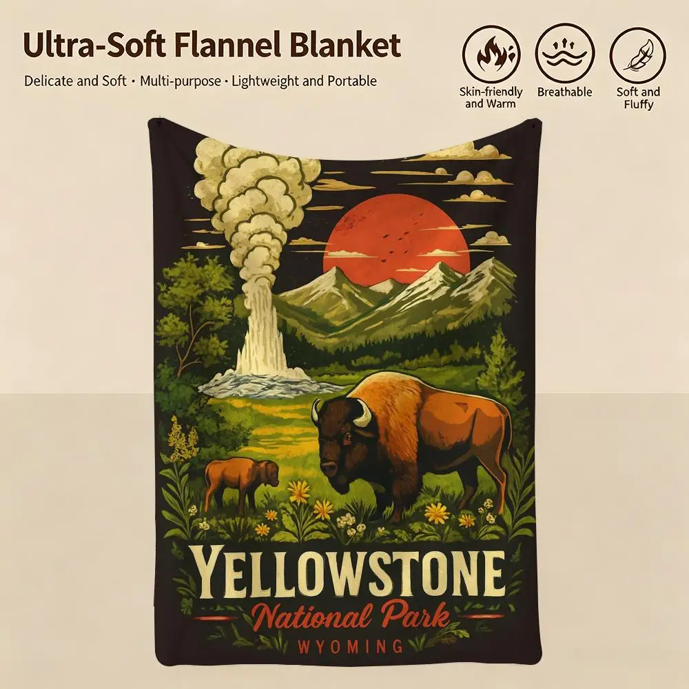 drama Y-Yellowstone-E Throw Warm Soft Flannel Blanket, Multi-use for Sofa Bed Camping Travel Nap