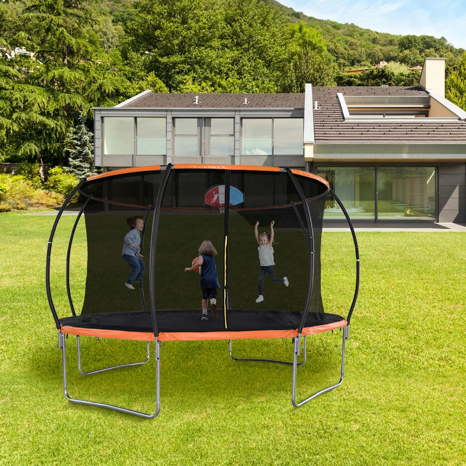 Custom Size Color Safety Soft PVC Foam Indoor and Outdoor Trampoline Set with Slide Ladder