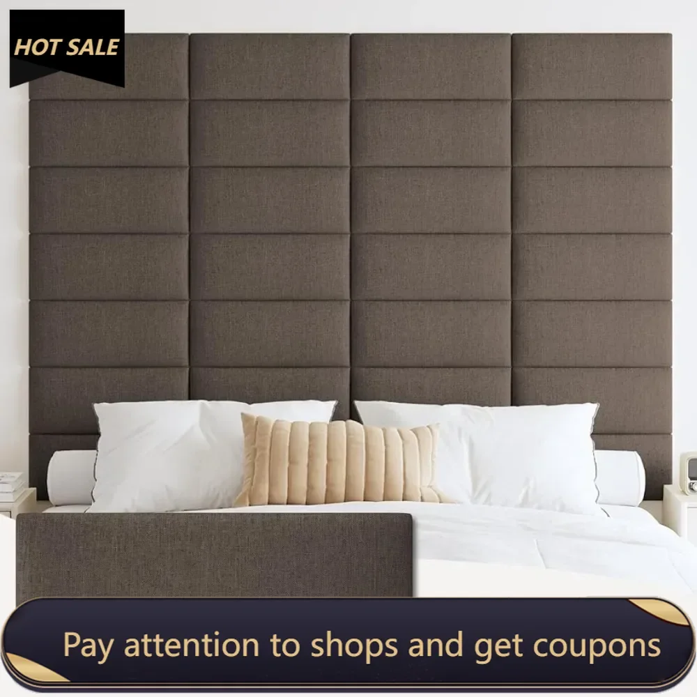 3D Soundproof Wall Stick Headboard for King Size, Reusable and Removable Tufted Bed Headboard in Brown(12 Panels, 10