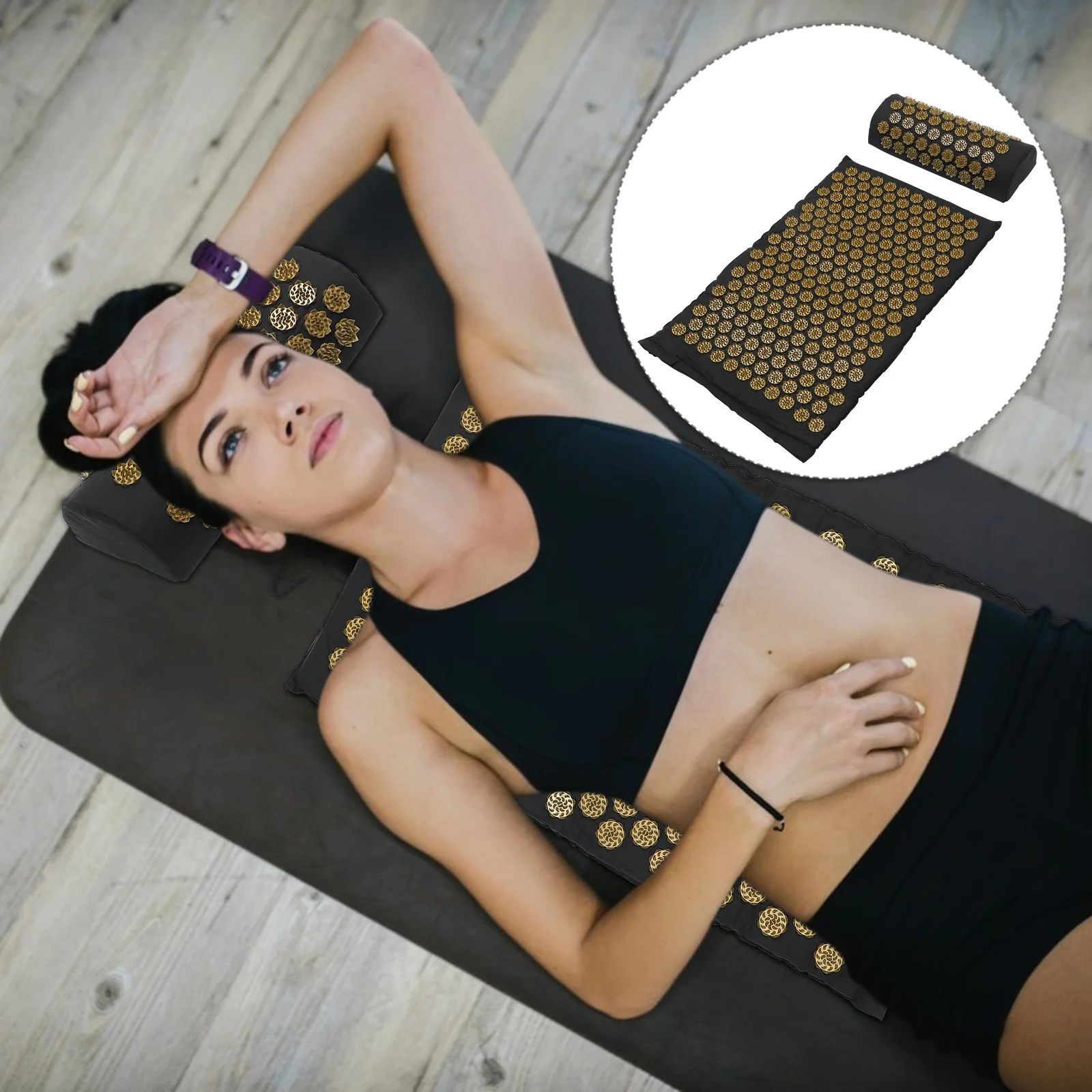 

2pcs Massage Mat Pillow Foldable Acupoint Relief Yoga Massage Tool Washable Full Body Lightweight Comfortable Abs Cotton