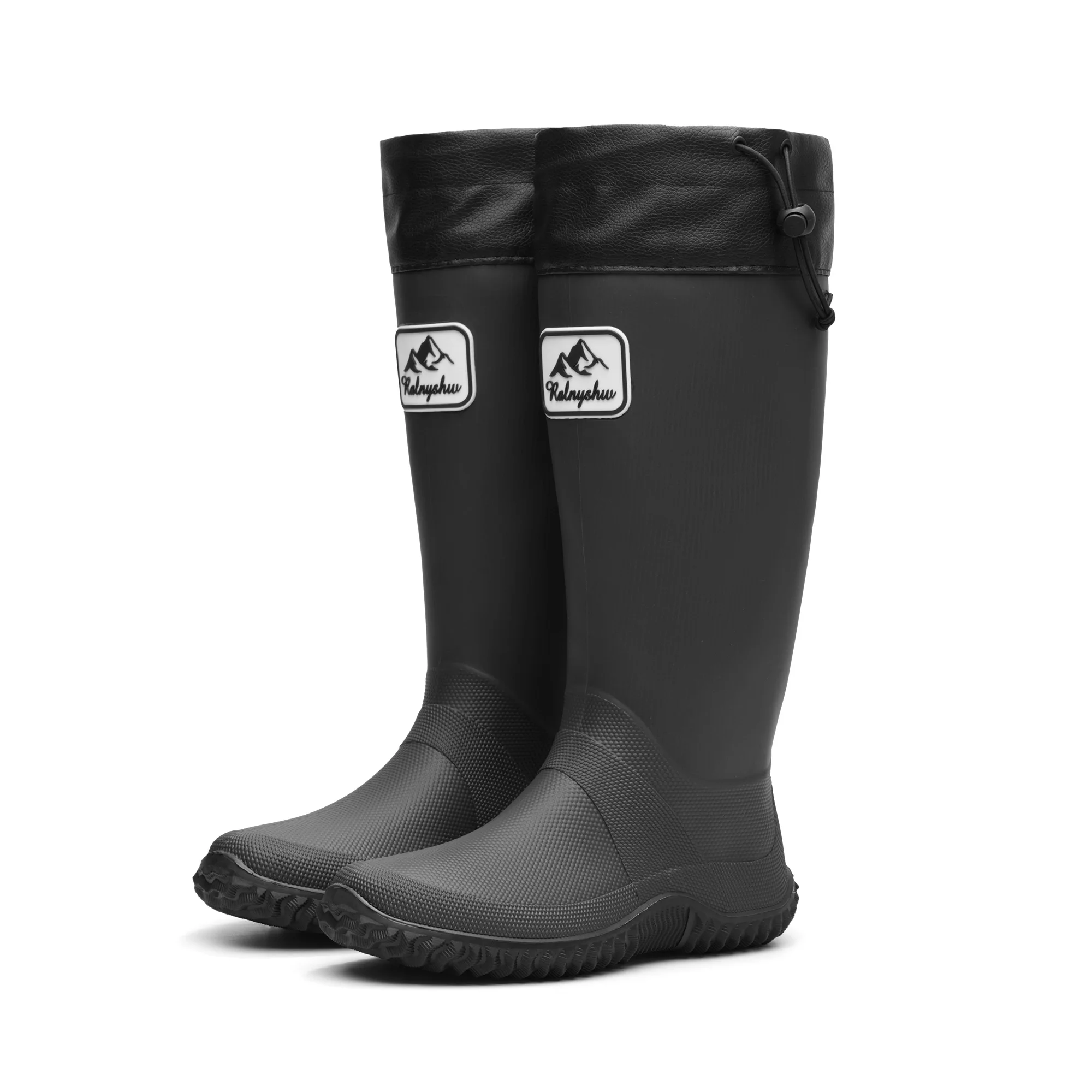 1 Pair of Women's Soft Foldable High-Top Non-Slip Rain Boots Pvc Drawstring Water Shoes Outdoor Commuting Water Boots view 2