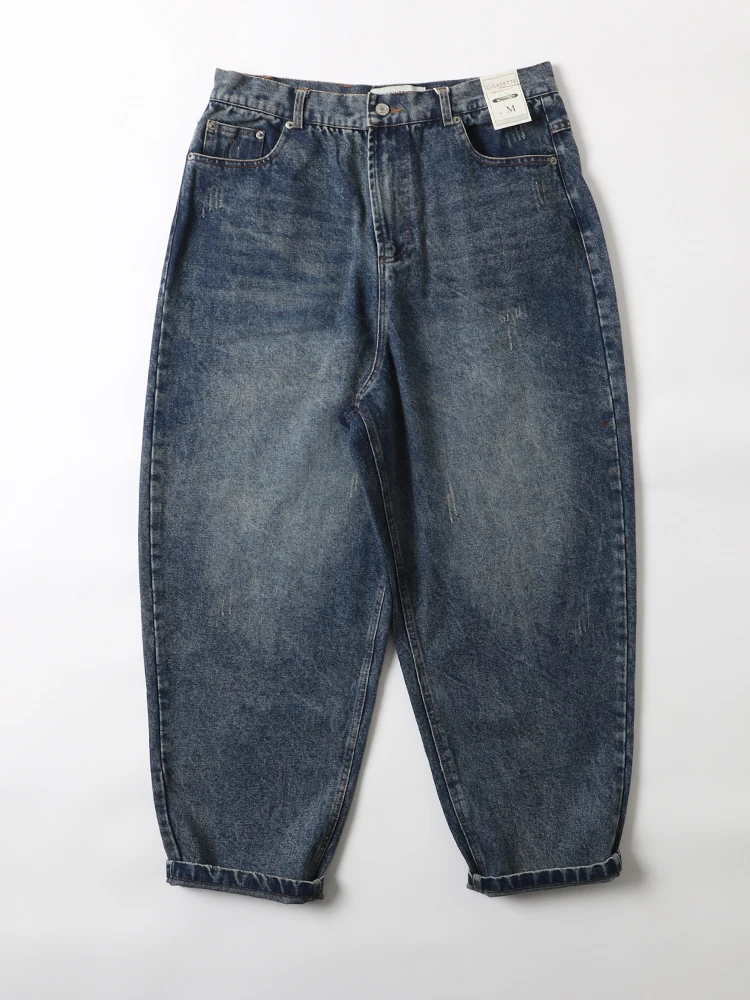 

Vintage Cotton Jeans Men's Loose Straight Leg Casual Long Trousers Trendy Cone ape Heavyweight Pure Cotton Waed Jeans