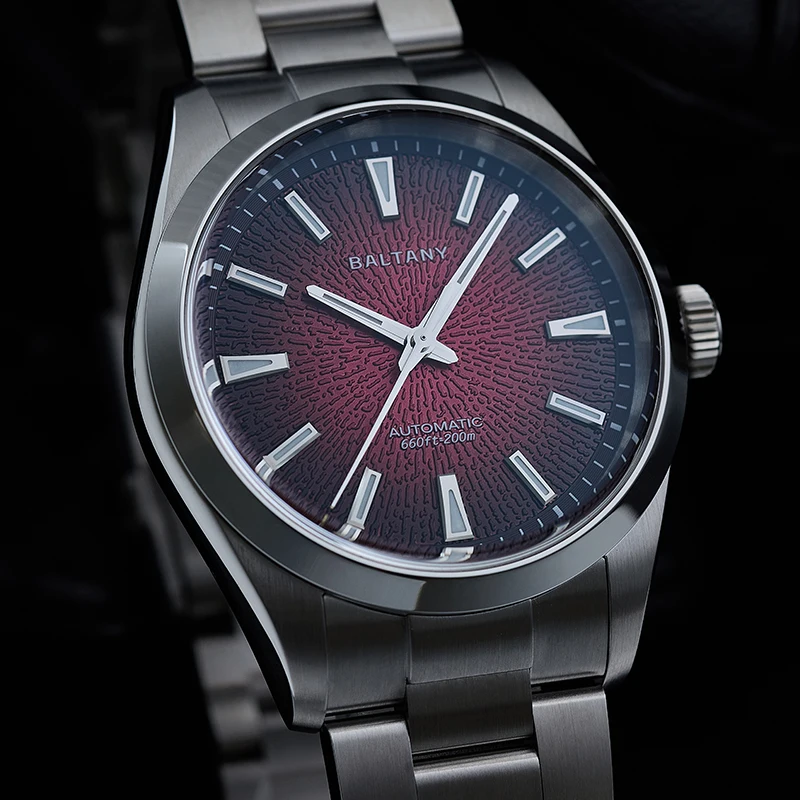 Baltany 39 مللي متر NH38 التلقائي فستان ساعات رجالية BGW9 مضيئة 20Bar سوار الفولاذ المقاوم للصدأ ثلاثية الأبعاد المدخن الهاتفي ساعة رياضية للرجال