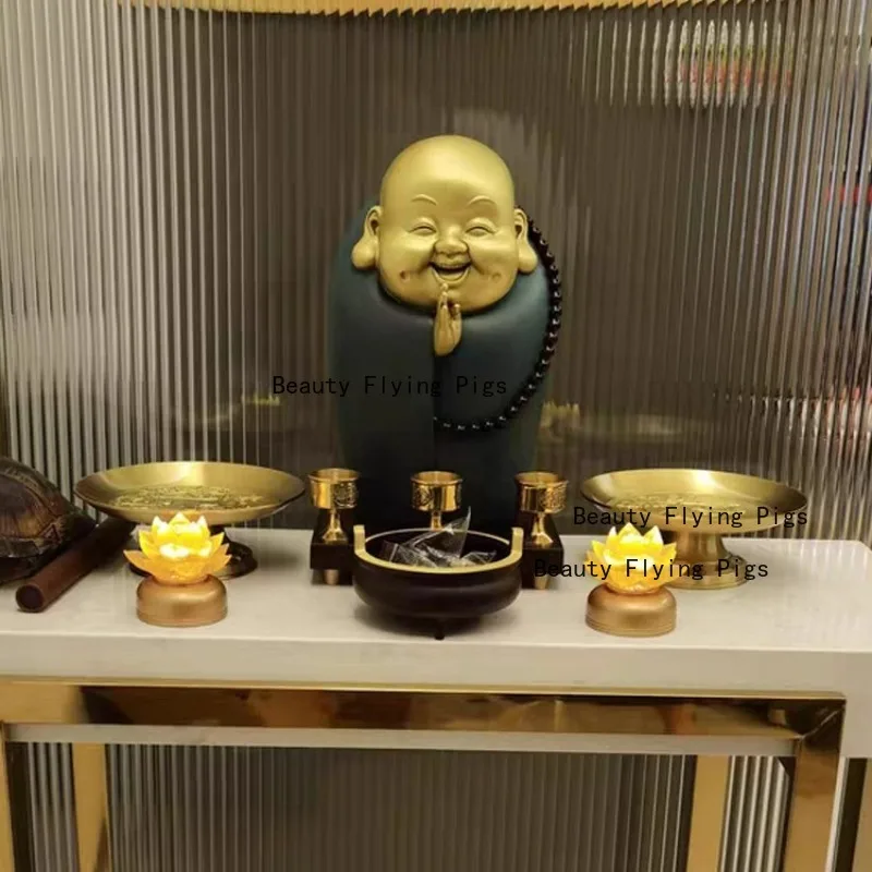 Pure Brass Lotus Flower Supply Plate Tribute Plate in Front of Buddha Household Buddha Statue Fruit Plate Religious Supplies