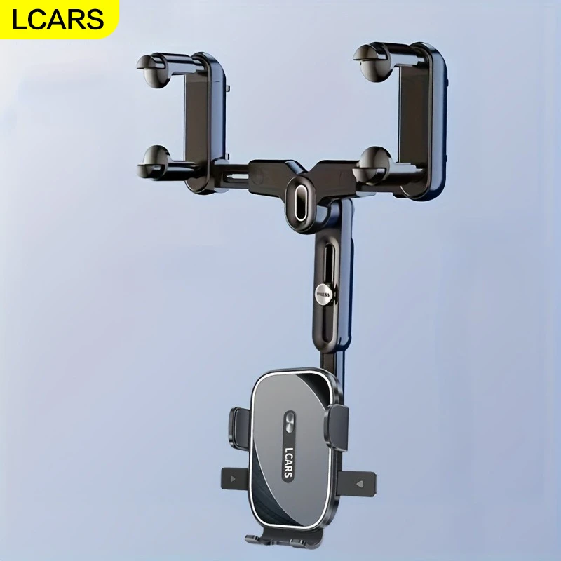 מתקן לרכב לטלפון נייד של Lcars, תושבת תלייה לקליפס במראה האחורית ברכב, מתכוונן להארכה ול-360 מעלות לשימוש בניווט ובידור בטלפון