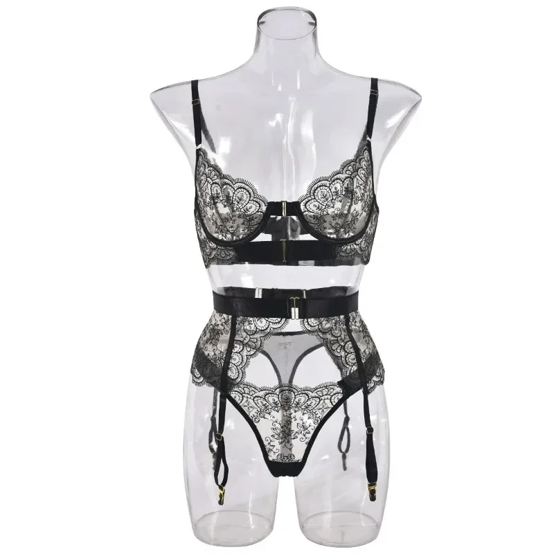 Ladies 2-piece Sexy Lingerie Set G-string Transparent Underwear Lolita Romantic Lingeries Set Sexy Bra Panties Sets Lingerie