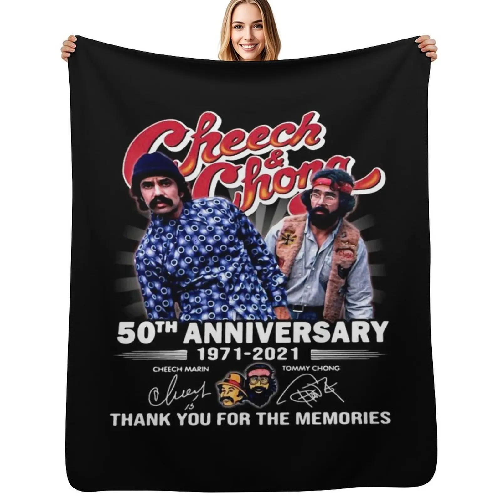 Cheech & Chong 50th Anniversary 1971-2021 Throw Blanket Large Decorative Sofas Luxury Brand Sofa Luxury St Thermal Blankets