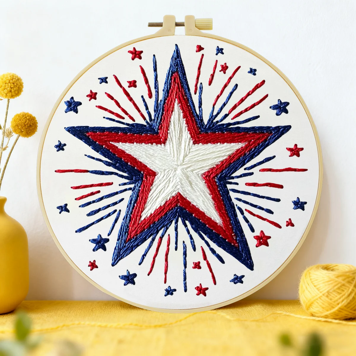 1pc 20X20CM/15X15CM 7.87/6.3inch Star Embroidery Starter Kit DIY Kit DIY Embroidery Kit Manualidades Needle Art Sewing Art
