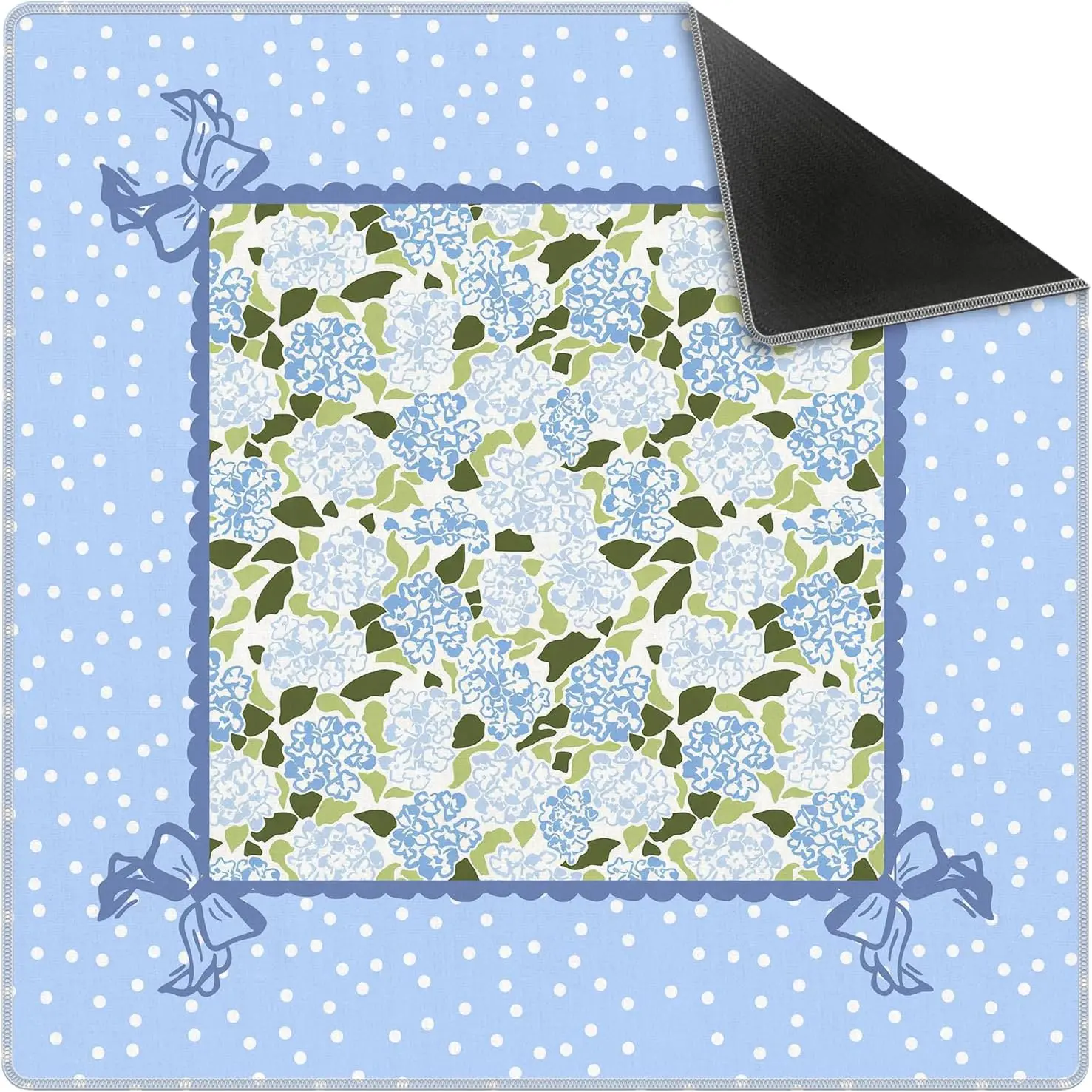 

Coquette Blue Hydrangea Mahjong Mat 31.5" - Non-Slip, Noise-Reduction Table Cover