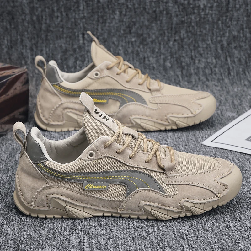 Men's Casual Shoes Genuine Leather Breathable Driving Shoes Soft Sole Working Sports Shoes Outdoor Casual Sneakers Men