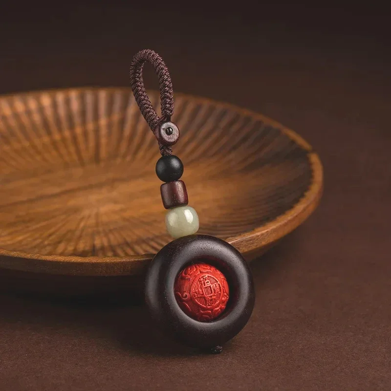 

Buddhism Lotus Flower Keychain Accessories Wooden Buddha Lucky Beads Keyring Jade Pendant Car Bag Key Chain Holder Buddhist Gift