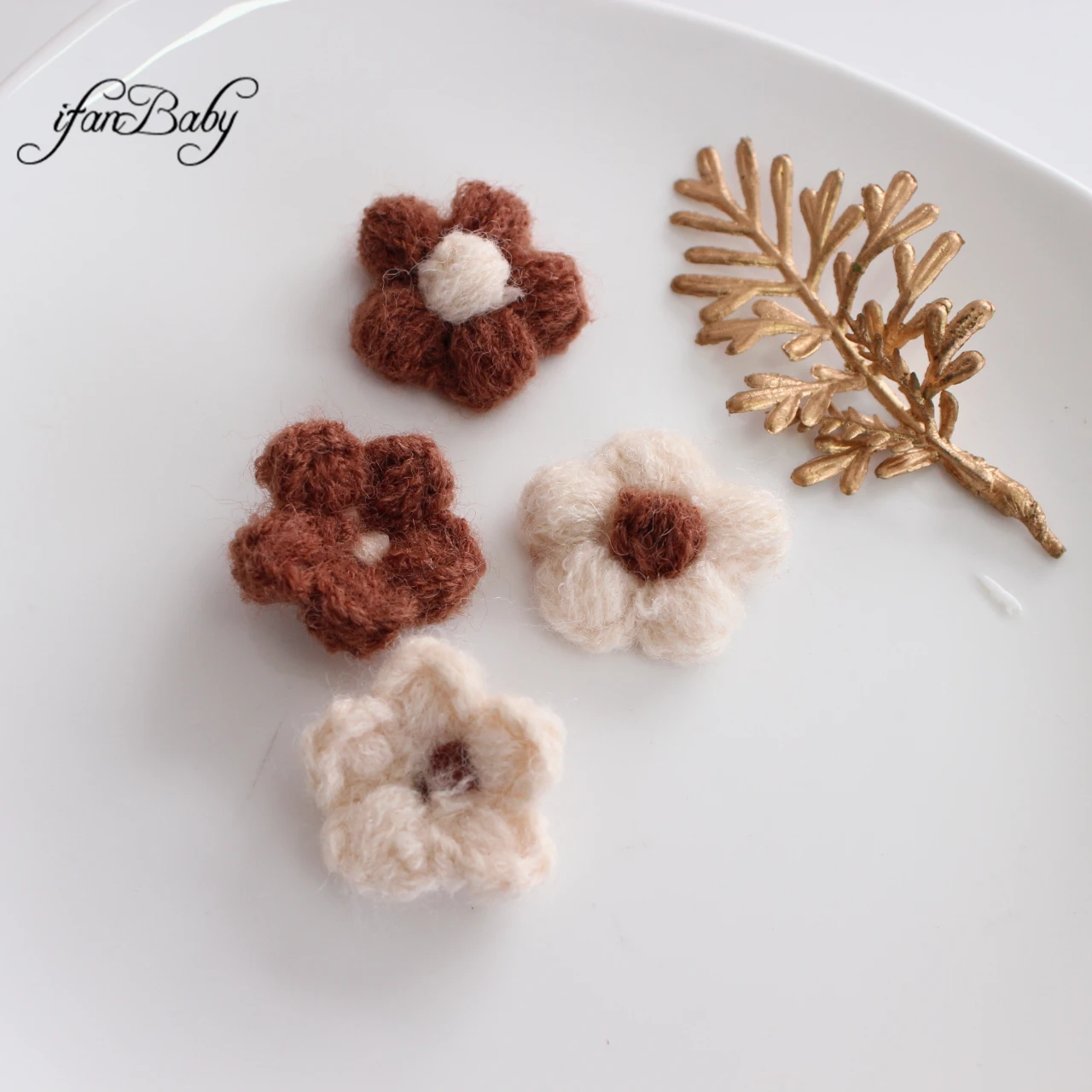 3cm Mini Crochet Hair Flower Hand-knitted Flower Applique  For DIY Kids Girl Hair Clip Hat Headwear Crafts Patches