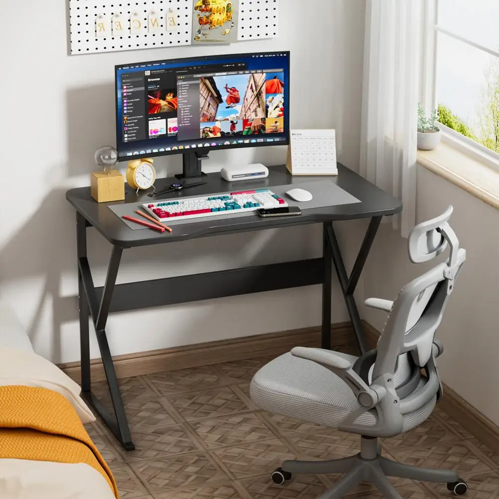 Computer Desk, 40-Inch U-Shaped Legs Easy Assembly Long Gaming Desk, Strong Load-bearing Metal Frame Modern Writing Desk (Black)