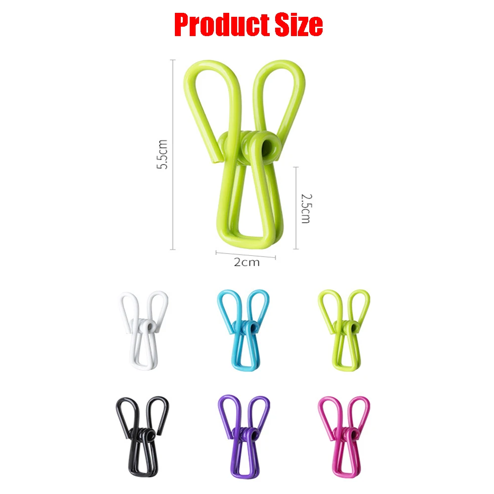 10pcs Multipurpose Colorful  Stainless Steel Clips Clothes Pins Pegs Socks Hanging Pegs Clips Hot Sale Household Clothespin