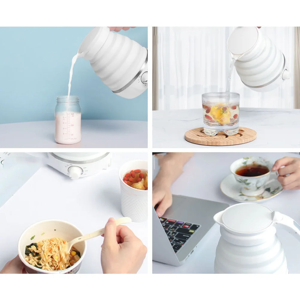 

600Ml 800W Travel Folding Kettle For Camping Hiking Home Outdoor 110V/220V Silicone Electric Boil Water Portable Fast Heating