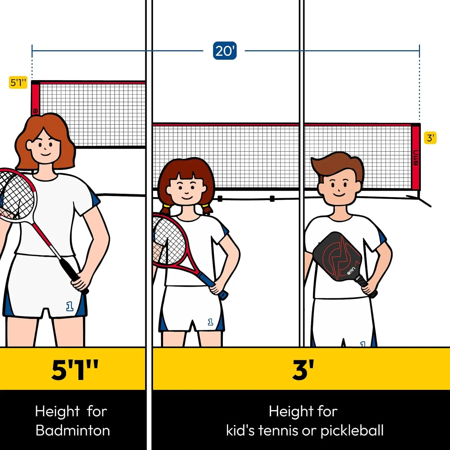 Versatile Net for Junior Tennis, Soccer Tennis - Easy Setup Net with a Bungee Cord for Indoor & Outdoor Play