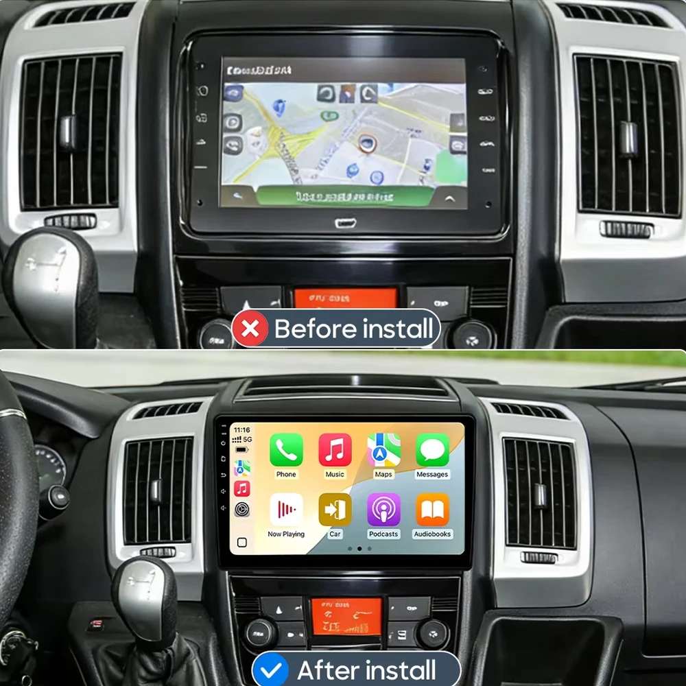 Android For Fiat Ducato Peugeot Boxer Citroen Jumper 2006- 2022 Stereo QLED Screen Head Unit GPS Navigation 2Din DVD Bluetooth