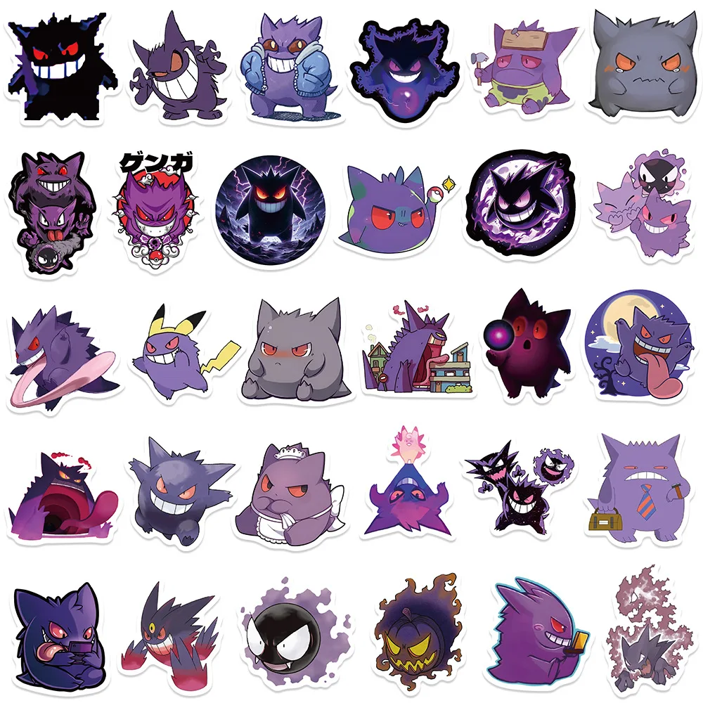 10/30/50PCS Pokemon Cute Gengar Anime Stickers Decal For Kid DIY Laptop Scrapbook Fridge Graffiti Funny Cartoon Sticker Toy Gift