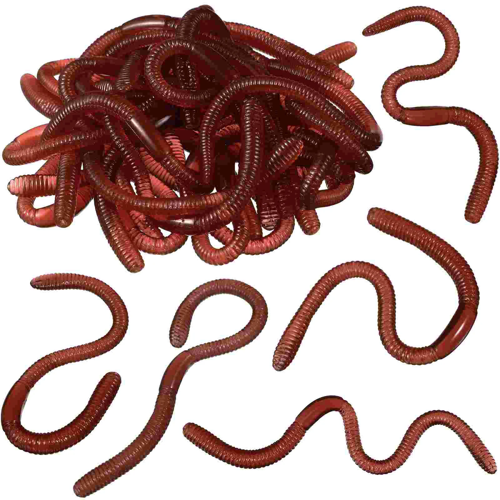 

Artificial Earthworm Earthworms Realistic Props Simulation Fake Model Toys Faux Baits