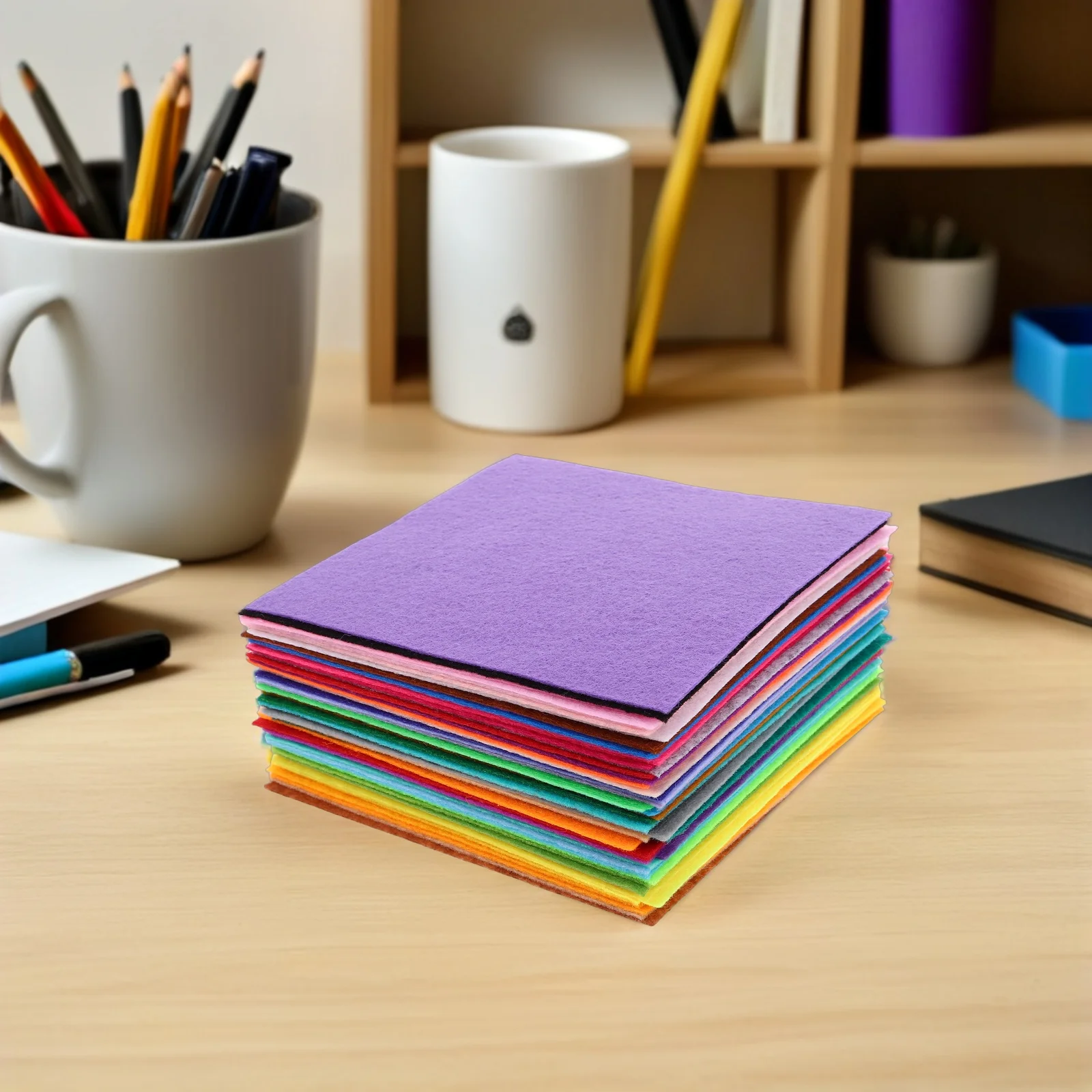 

50 Pcs Colored Felt Cloth Colorful DIY Patchwork Soft Craft Sewing Squares Fabric