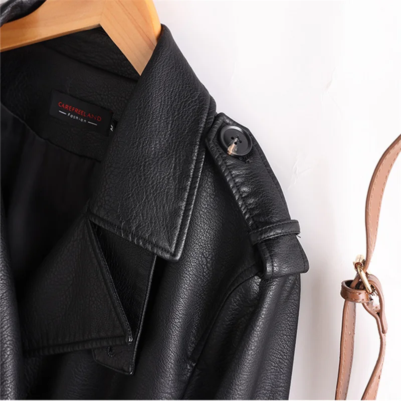 Damska kurtka motocyklowa z imitacji skóry, dwurzędowa, krótka, na wiosnę i jesień, casualowa, streetwear, odzież wierzchnia, moda 2025.