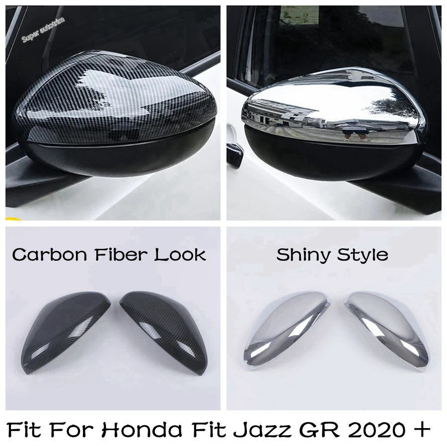 

Lapetus Car styling Side Door Rearview Mirror Shell Cover Accessories Shiny / Carbon Fiber For Honda Fit Jazz GR 2020 - 2022