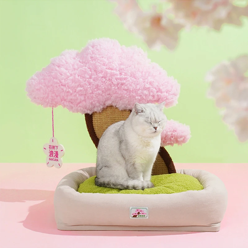 Cat Scratching Beds Multifunctional Pet Sleeping Rest Nest Cute Cherry Tree Cats Scratch Sofa