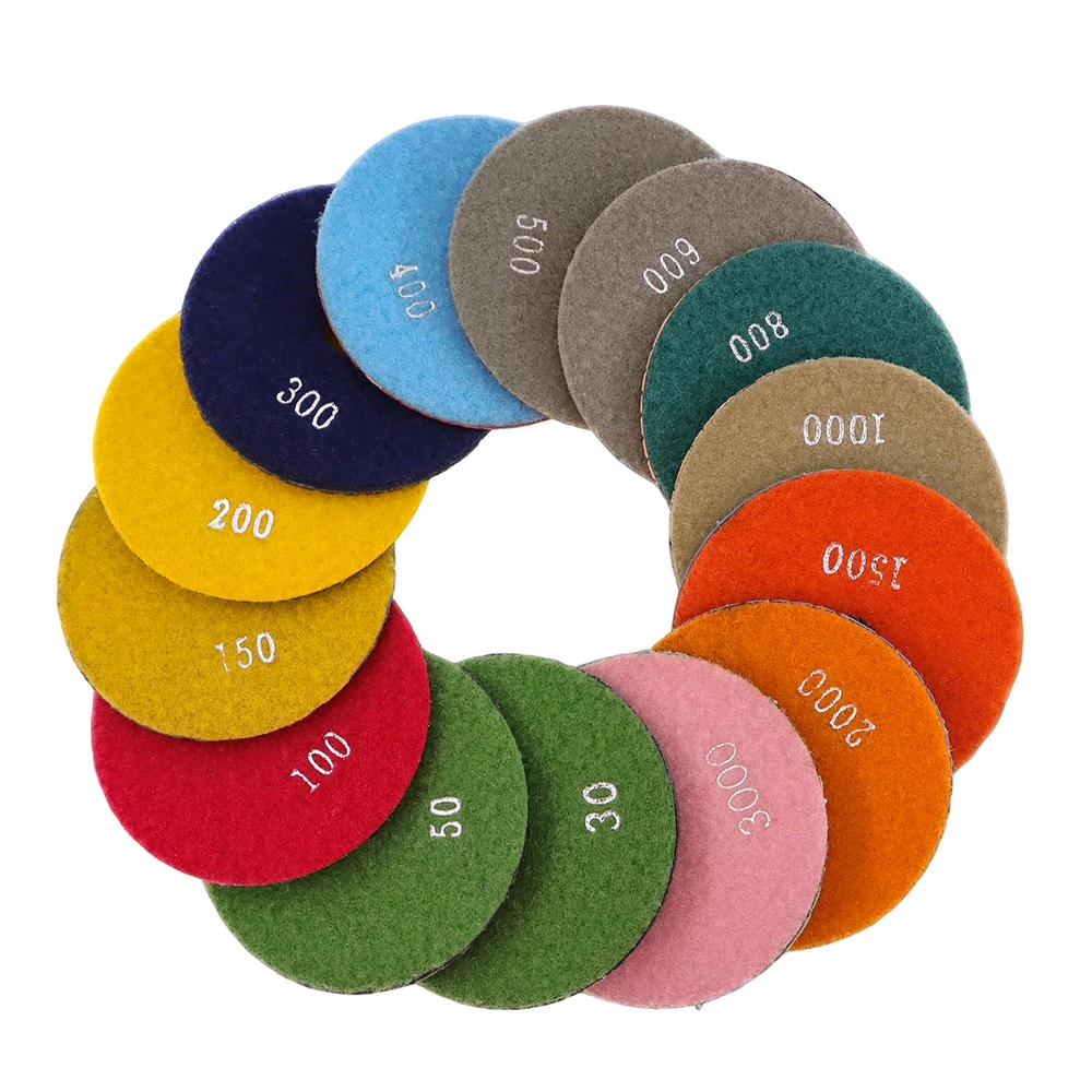 RIJILEI 7PCS/Set 4 Inch Flexible Wet Polishing Pads 100mm Stone Polishing Pads For Granite Marble Stone Grinding Disc 4DS1