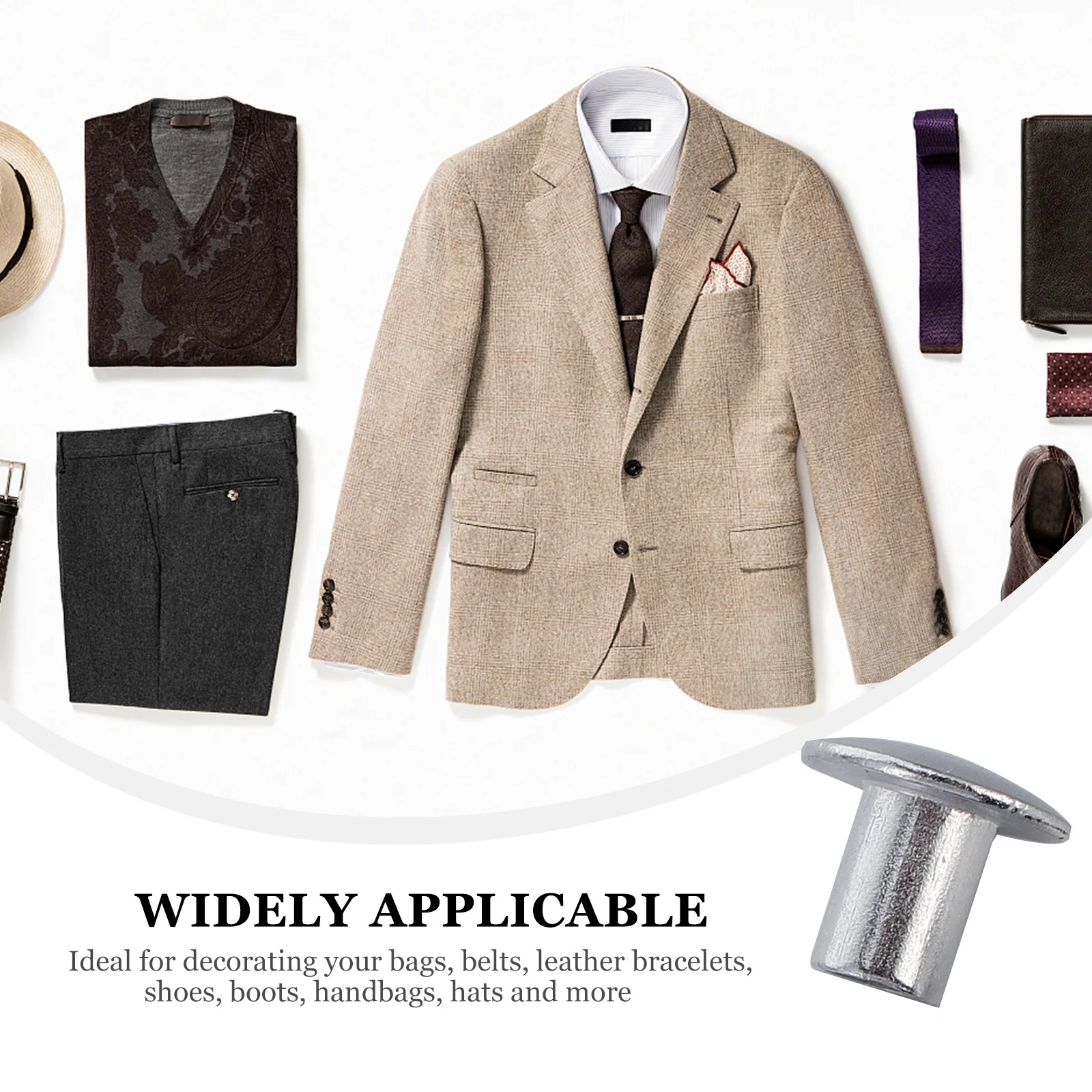 

200Pcs Durable Aluminum Alloy Flat Head Semi Tubular Rivets DIY Tool Household Fasteners Silver Tone Aluminum Rivets