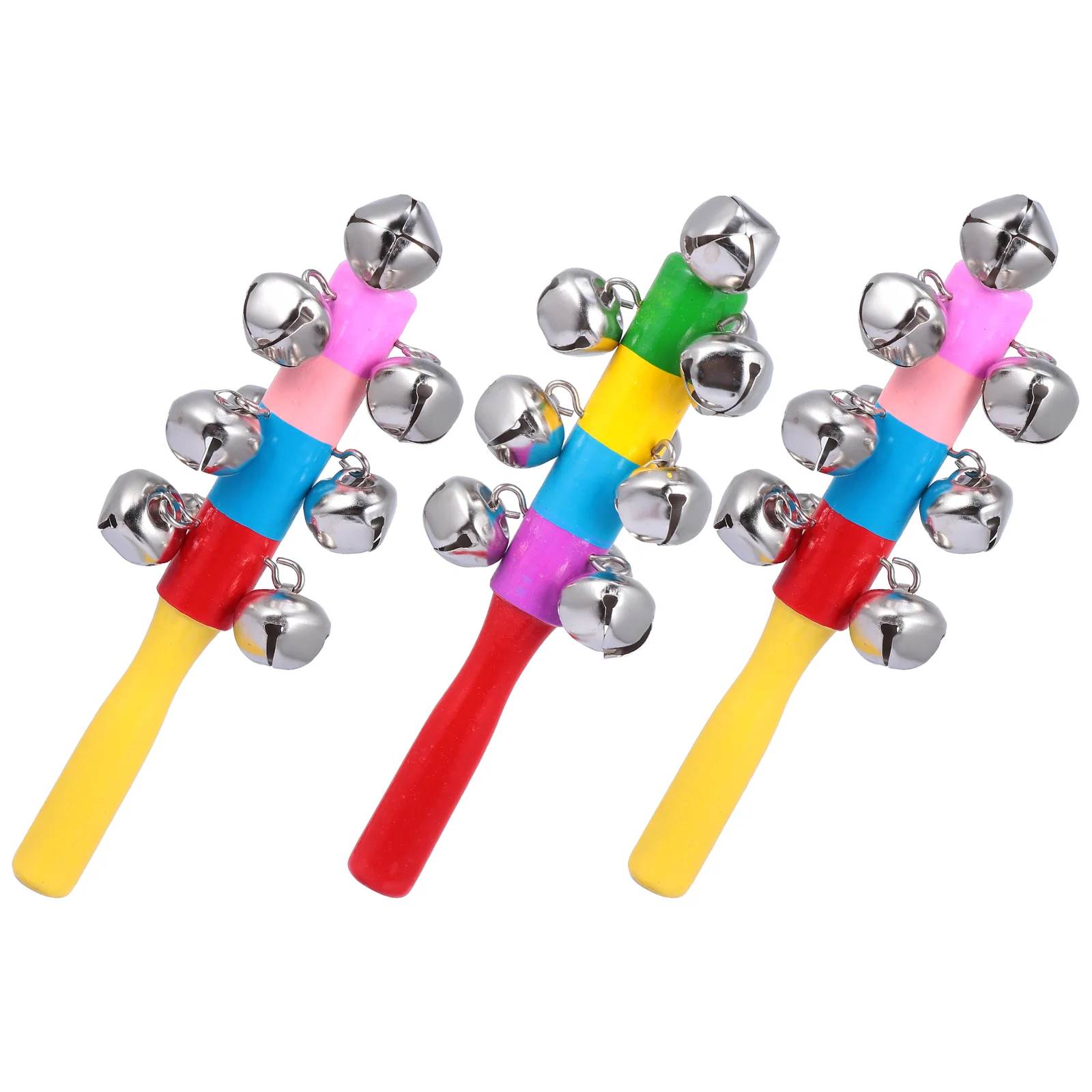 Child Holding Hand Bell Sticks Infant Toys Rattles Baby Handbell Wood Toddler Musical Instruments
