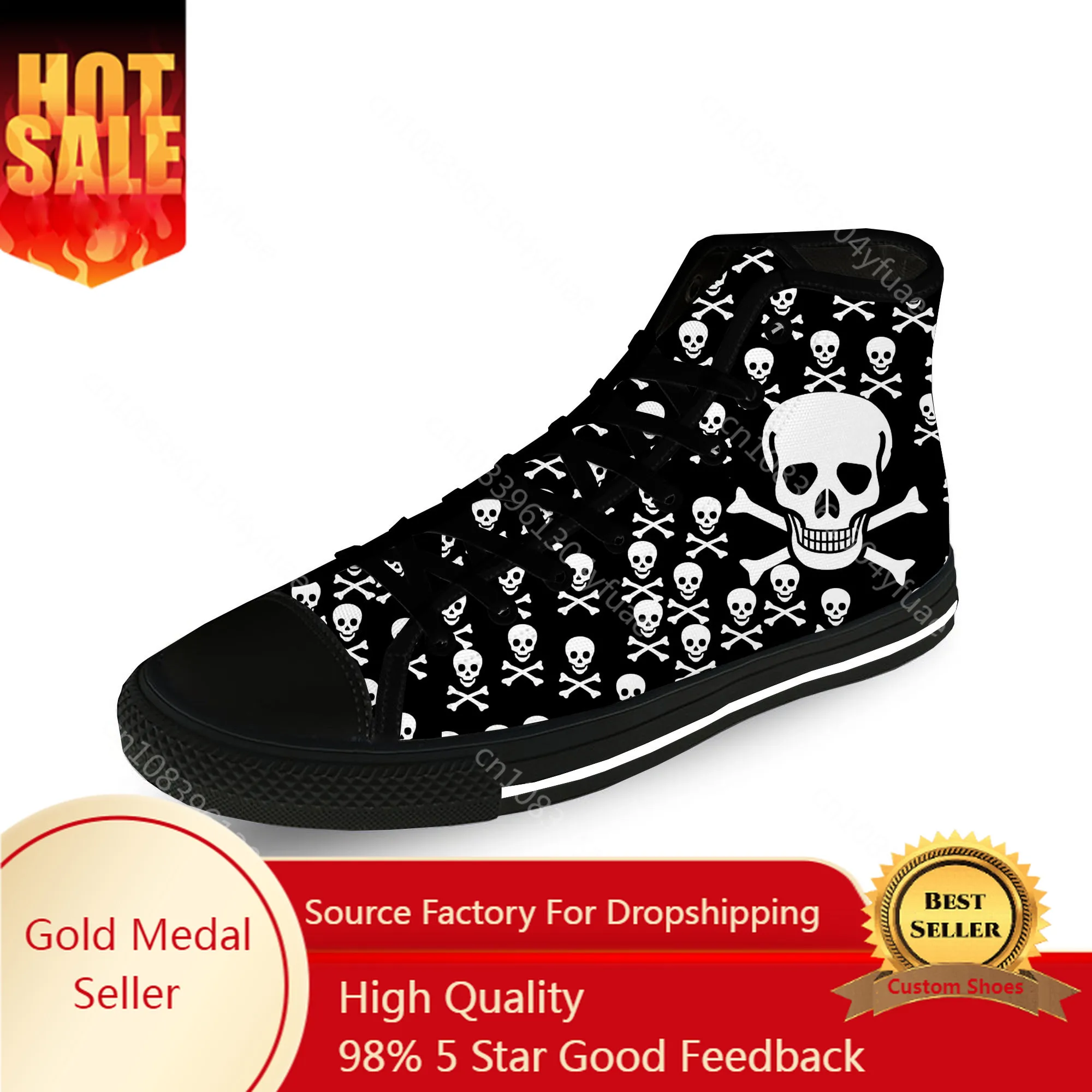 SKull Skeleton PAisley Horror Halloween Casual Cloth 3D Print High Top Canvas Fashion Shoes Men Women Breathable Sneakers