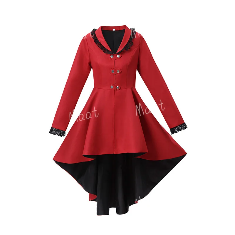 

Women Medieval Victorian Cosplay Costume Tuxedo Tailcoat Gothic Steampunk Trench Irregular Hem Vintage Frock Outfit Coat