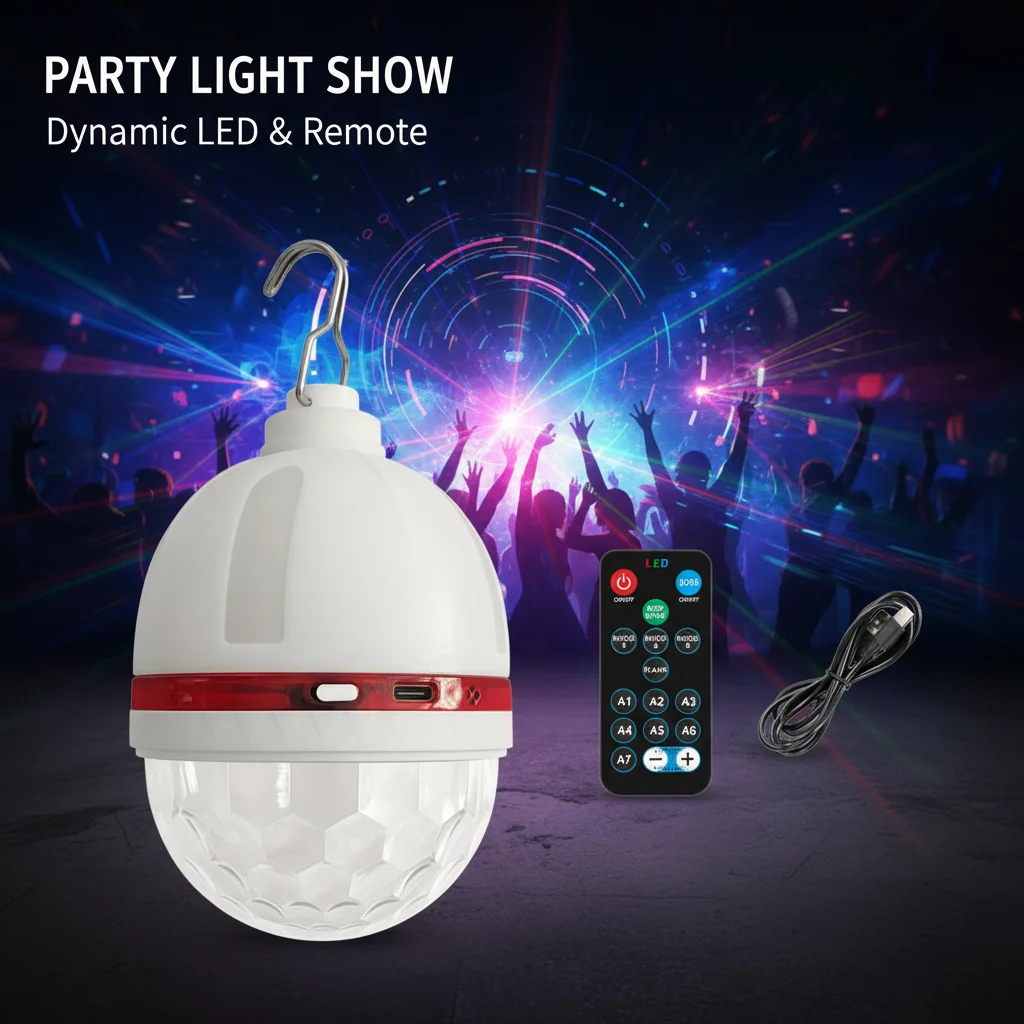 

Многоцветная вращающаяся лампочка E27, освещение сцены, автоматическая дискотека, КТВ, волшебный шар DJ, танцы лампы, домашняя вечеринка