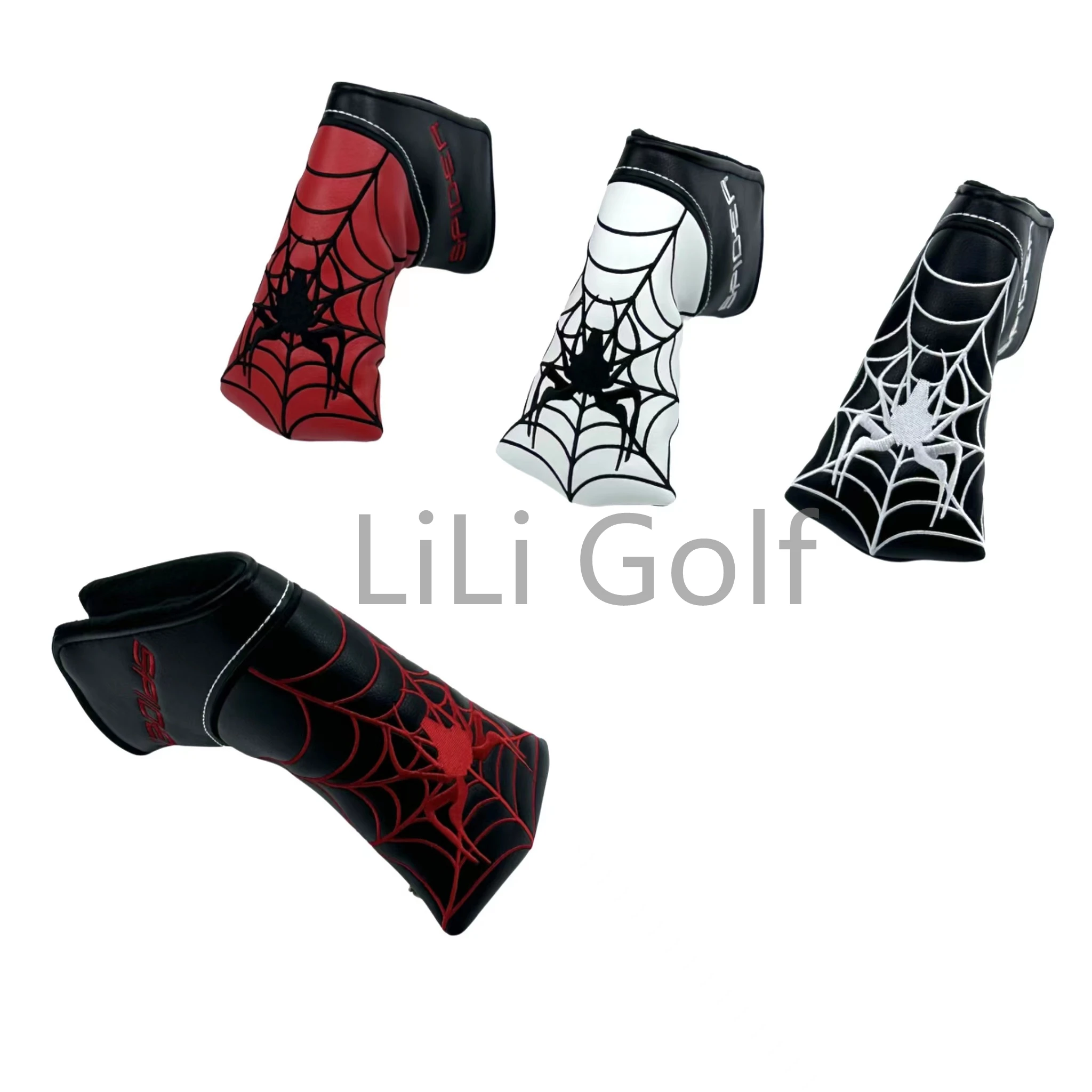 

New Pattern 1pc PU Leather with Spider Embroidery Golf Club Blade Putter Head Cover with Magnet Closure,Available in four colors