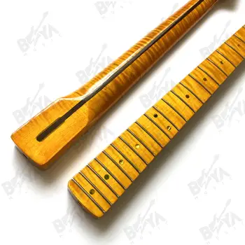 ST Tiger 火焰楓木吉他琴頸 9.5吋半徑 21品 電吉他琴頸替換零件,楓木指板 復古光澤 10 best sales 烤楓木琴頸 Strat - №8