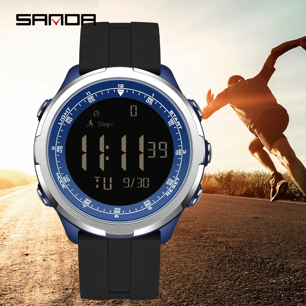 SANDA fashion Cool Men's Timing Electronic Watch Outdoor Sports examinationMulti functional Waterproof Student Electronic Watch