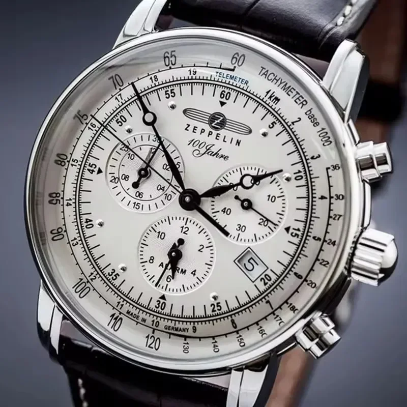 Image of Zeppelin Airship Herren Automatik-Quarzuhr Wasserdicht mit Datumsanzeige Luxuriöses Lederarmband Business Casual Mode-Uhr als Geschenk