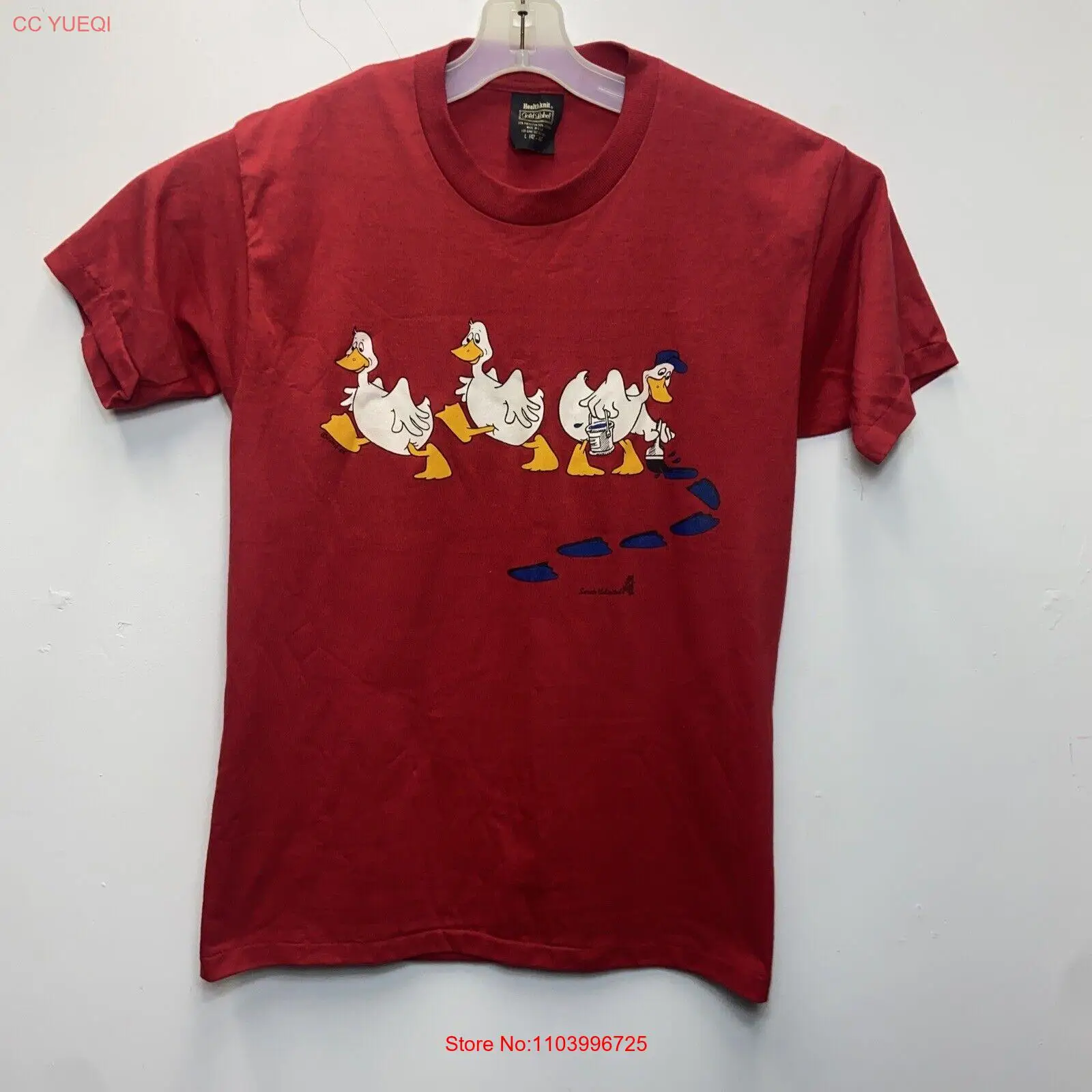 Vintage Duck Covering Tracks Sweats Unlimited Red T Shirt Mens Size Large