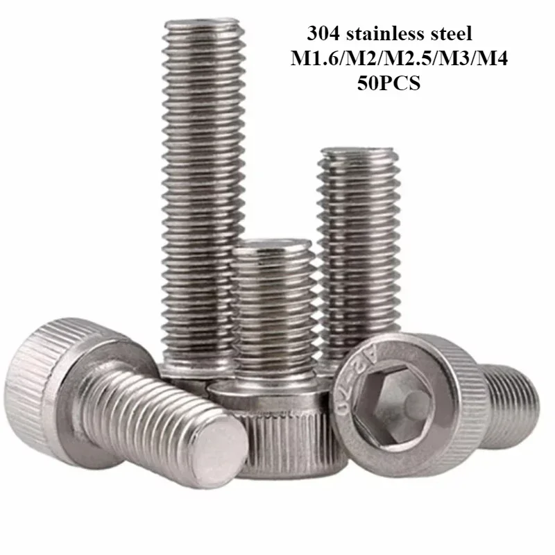 M1.4 M1.6 M2 M2.5 M3 M4 304Stainless Steel Inner Hexagon Lengthen Screw Knurled Cup Head Bolts Extra Screws Bolt Boulon Schraube