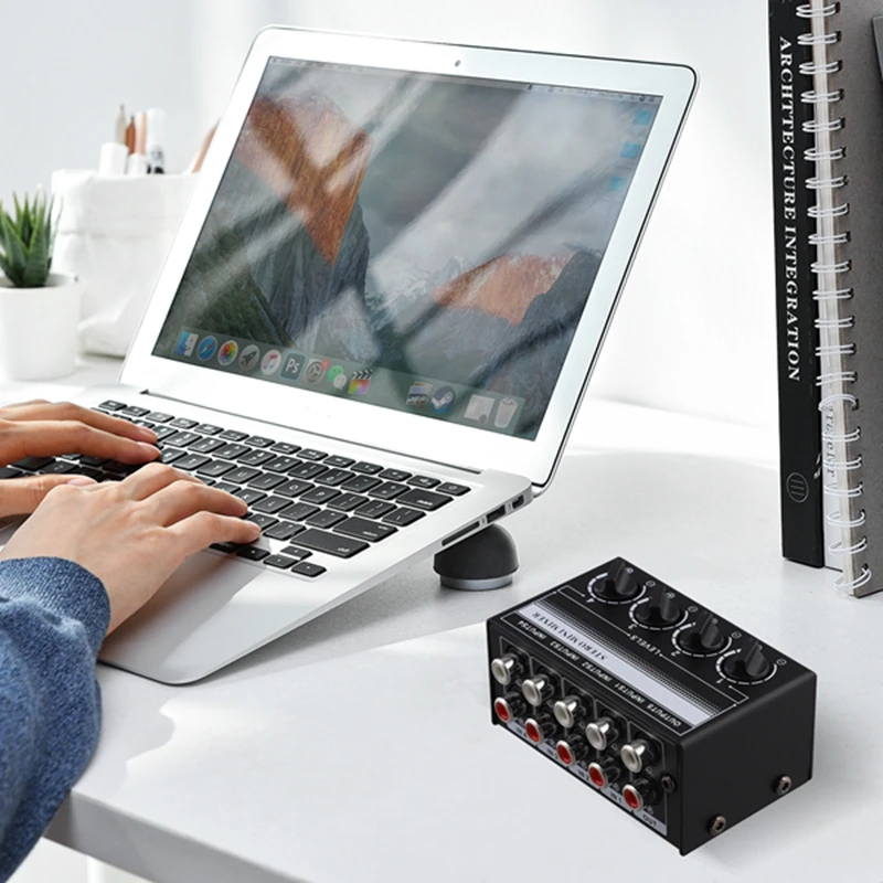 N91R-Mini Stereo Audio Mixer 4-Channel Passive Mixer Portable Audio Mixer Lotus Socket Input For Live Studio CD Players