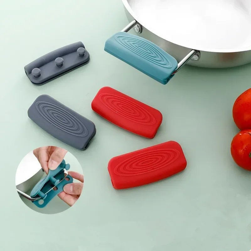 1 Pair Silicone Handles Non-Slip Silicone Pot Handle Cover Anti-Scalding Heat Insulation Pot Handle Cover Kitchen Accessories