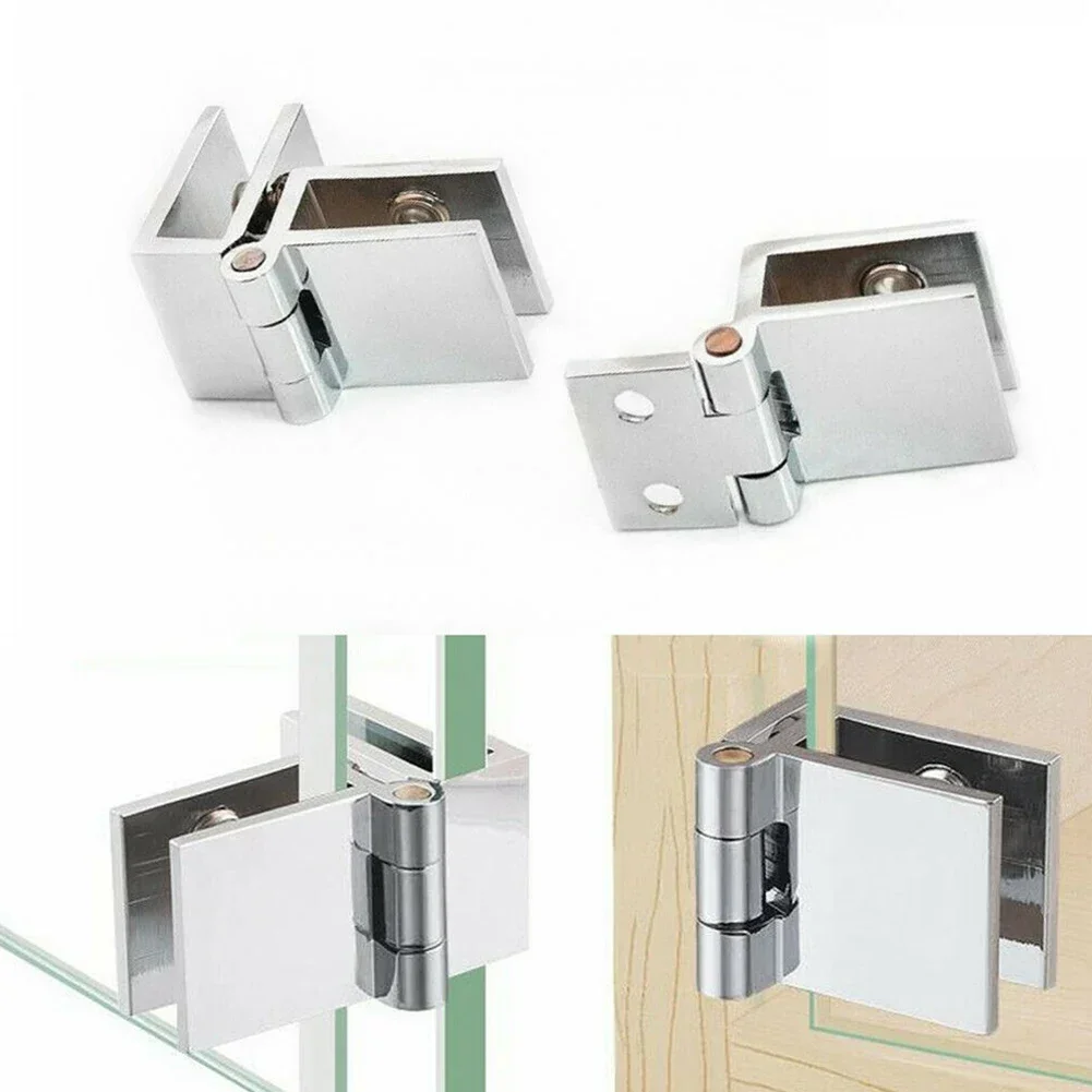 Furniture Hinges Glass Door Hinges Single Double Sides Clamp Bathroom Accessories Hardware Parts Wine Cabinet Hinges