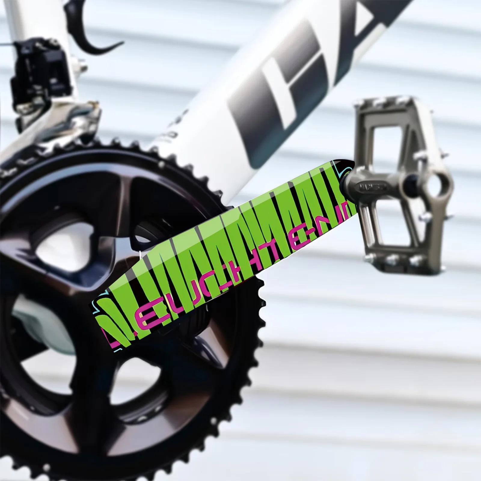 Green Pink Graffiti Bike Crank Stickers, Waterproof Vinyl Decals, Street Art for Bicycle Crank Chain Guard Frame