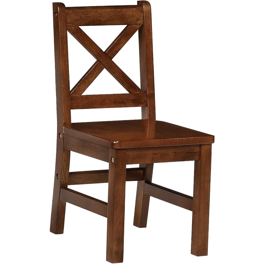 Solid Hard Wood Kids Table and Chair Set (4 Chairs Included), Coffee, 5 Piece Set