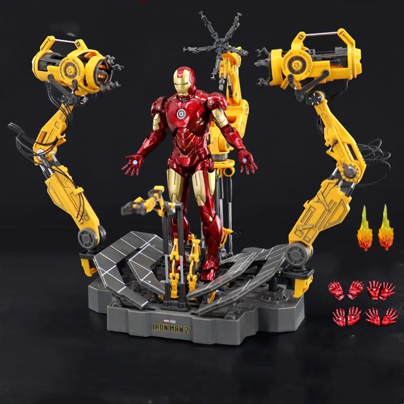 New 25cm Zd Marvel Iron Man Mark Iv With Suit-Up Gantry Pvc Action Figure Model Doll Toy Colletible Figurals Boy Birthday Gift