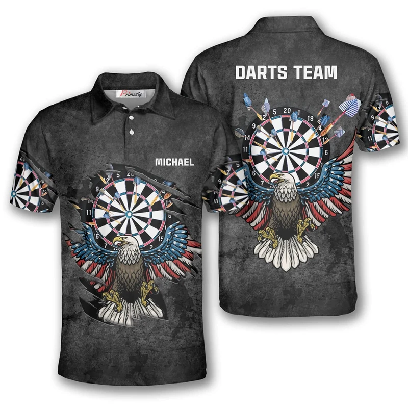 3D Printed Darts Pattern Polo Shirts For Men Funny Casual Fashion Short Sleeve Tops Tees Ropa Para Hombres Hot Sale Short Polo