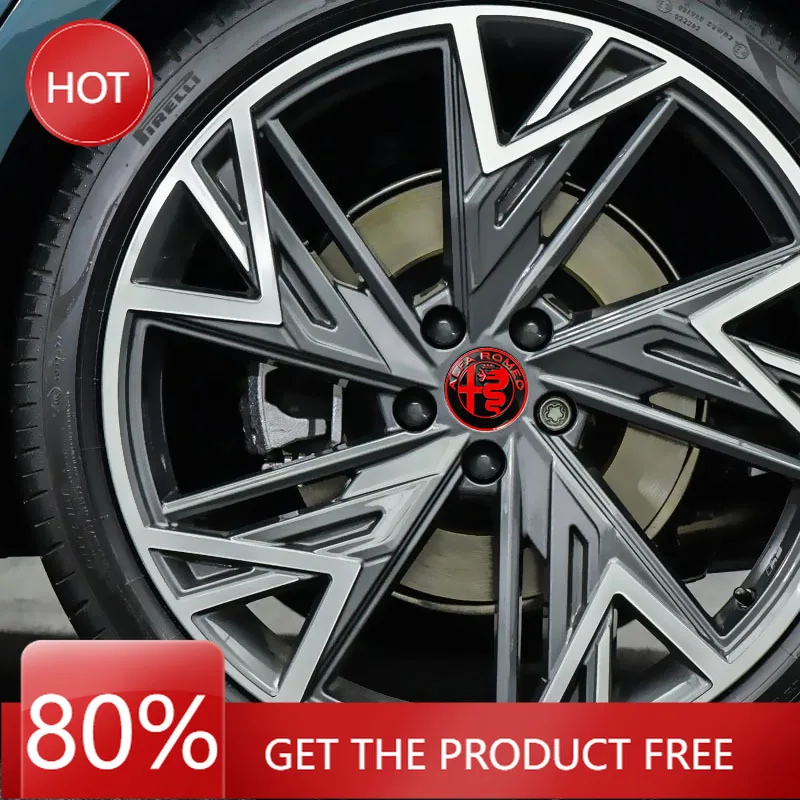 Hub Caps Keychain 4pcs 56mm Wheel Center Cap Hub Badge Sticker Emblem Decal Car Accessorie For Alfa Romeo 4C 159 166 Giulia 156