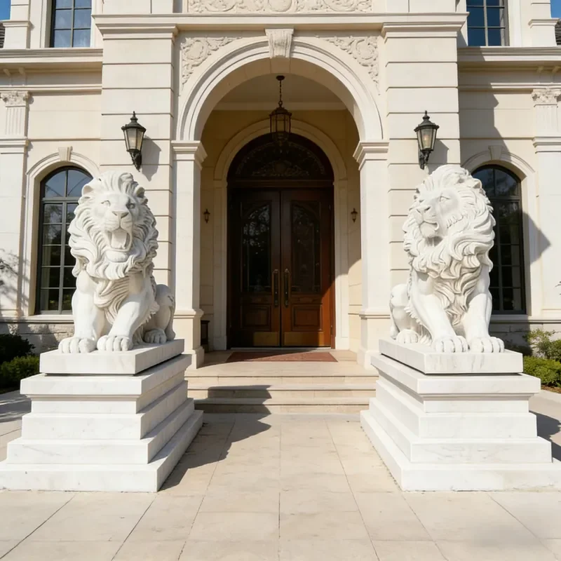 Large Outdoor Marble Lion Sculpture Garden Decoration Equivalent Marble Lion Statue Animal Sculpture